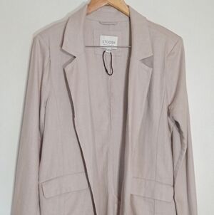 Stoosh linen blend longline open front blazer women's size medium